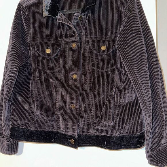 J. Jill MP Black Corduroy Fuzzy Collared Long Sleeve Womens Jacket EUC - Picture 3 of 12